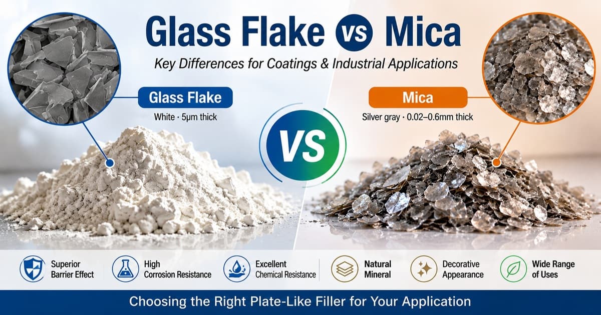 Side-by-side comparison of glass flake and mica plate-like filler particles for protective coatings